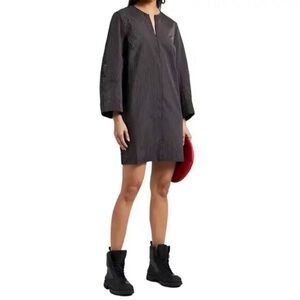 Ganni seersucker check zip dress